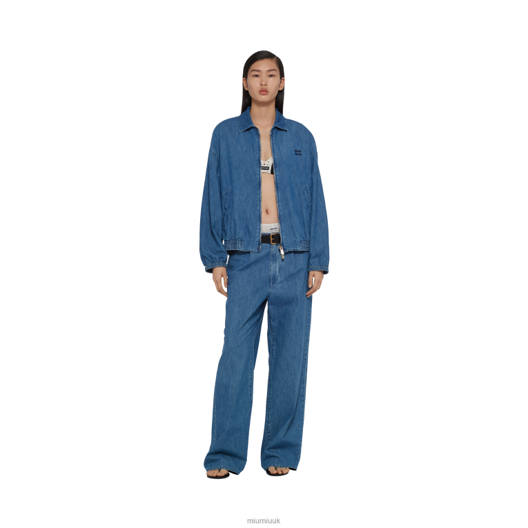 Ready To Wear Chambray Blouson Jacket Miu Miu XH28Z455 Sapphire Blue