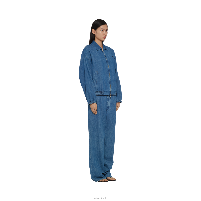 Ready To Wear Chambray Blouson Jacket Miu Miu XH28Z455 Sapphire Blue
