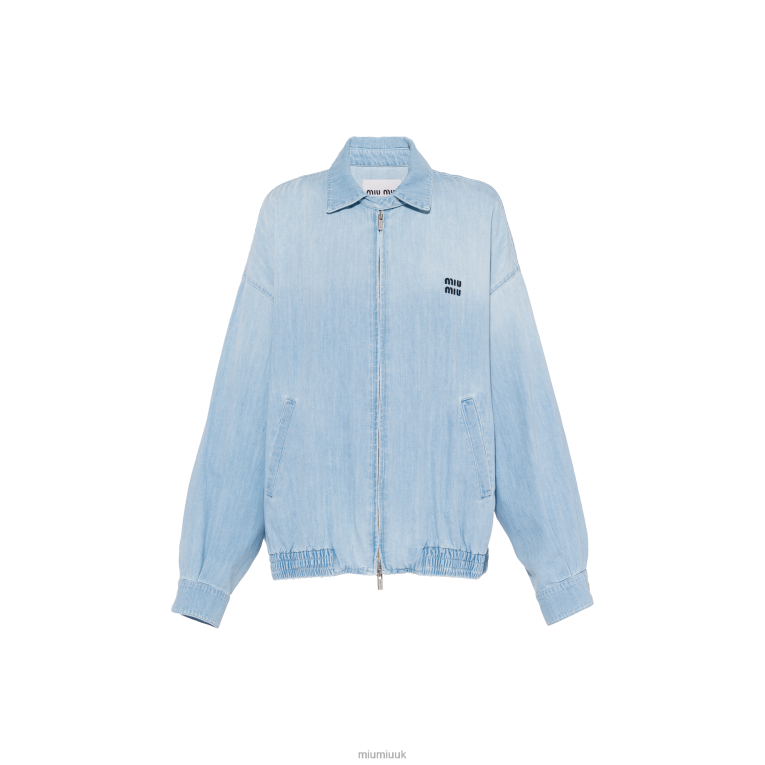 Ready To Wear Chambray Blouson Jacket Miu Miu XH28Z525 Sapphire Blue