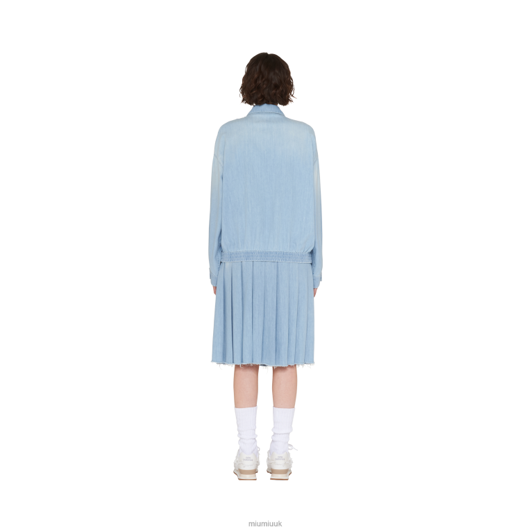 Ready To Wear Chambray Blouson Jacket Miu Miu XH28Z525 Sapphire Blue