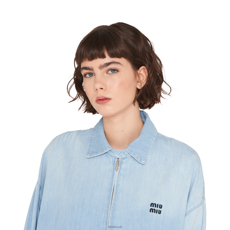 Ready To Wear Chambray Blouson Jacket Miu Miu XH28Z525 Sapphire Blue