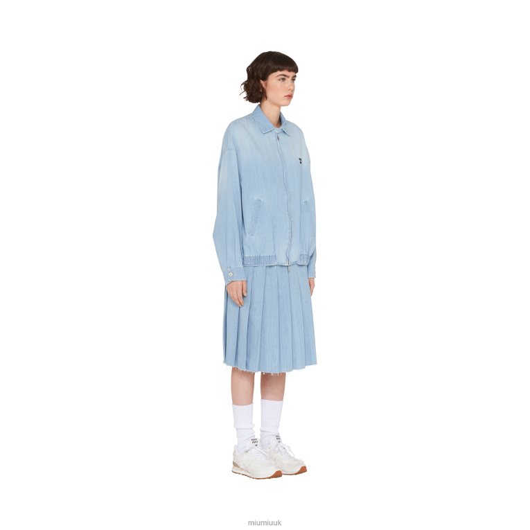 Ready To Wear Chambray Blouson Jacket Miu Miu XH28Z525 Sapphire Blue
