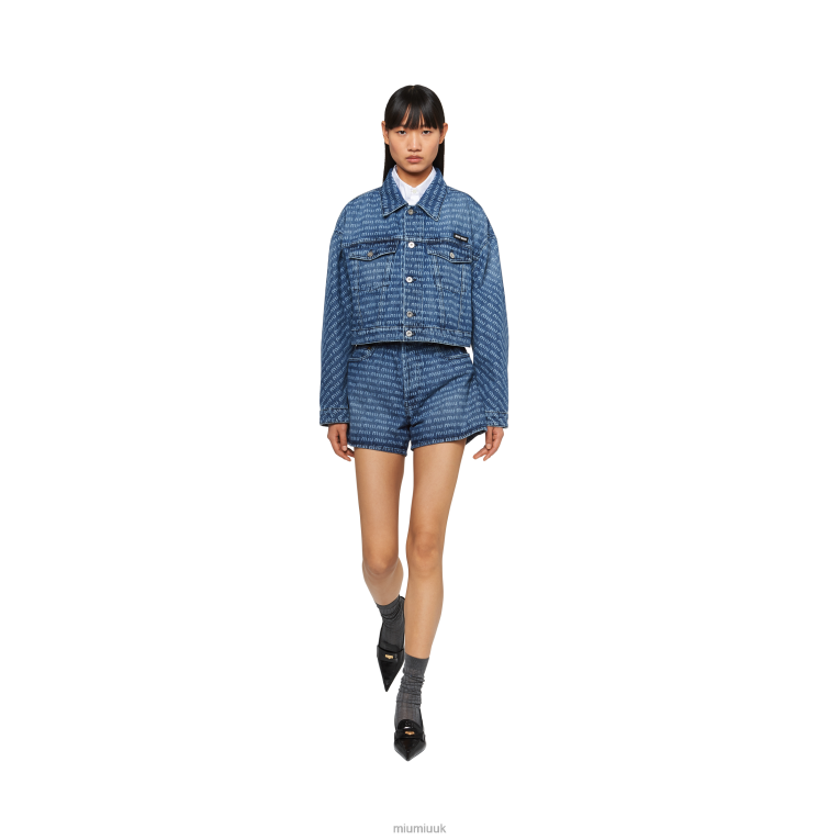 Ready To Wear Denim Blouson Jacket Miu Miu XH28Z469 Navy