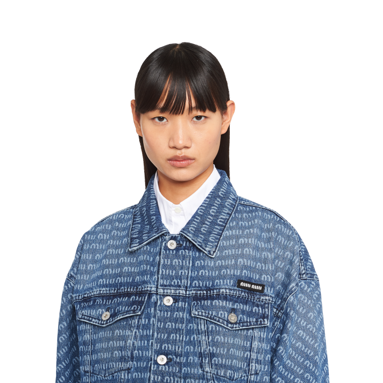 Ready To Wear Denim Blouson Jacket Miu Miu XH28Z469 Navy