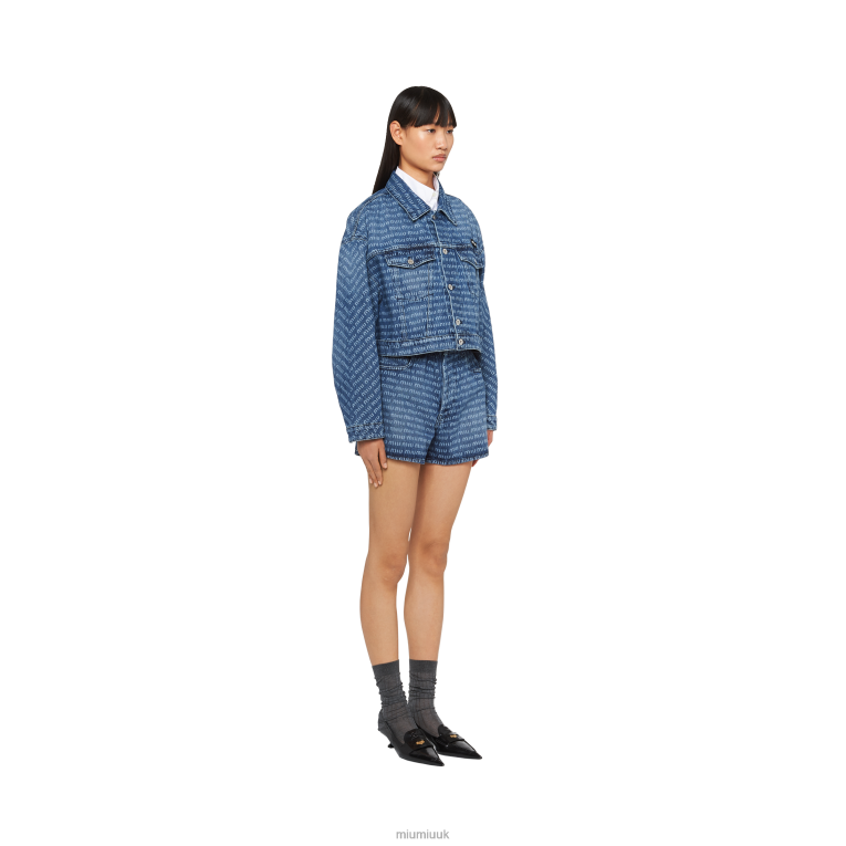 Ready To Wear Denim Blouson Jacket Miu Miu XH28Z469 Navy