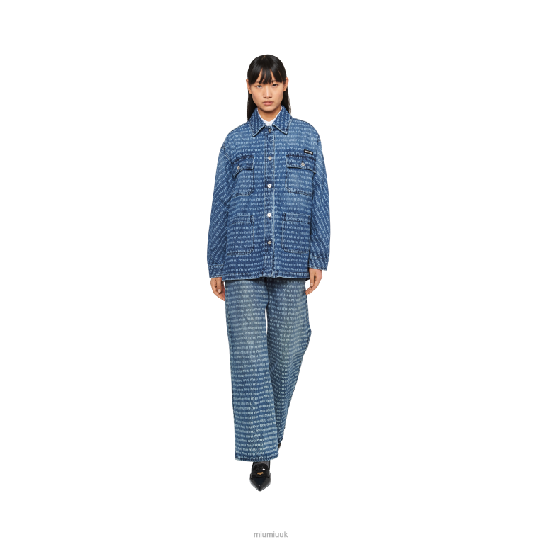Ready To Wear Denim Blouson Jacket Miu Miu XH28Z470 Navy