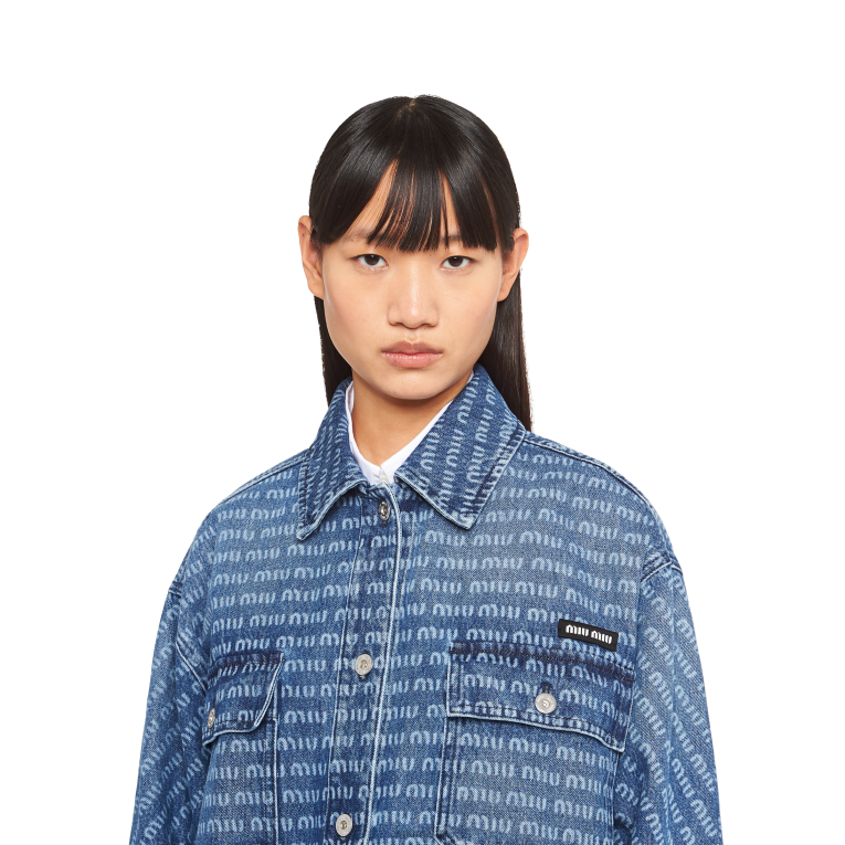 Ready To Wear Denim Blouson Jacket Miu Miu XH28Z470 Navy