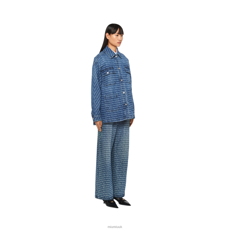 Ready To Wear Denim Blouson Jacket Miu Miu XH28Z470 Navy