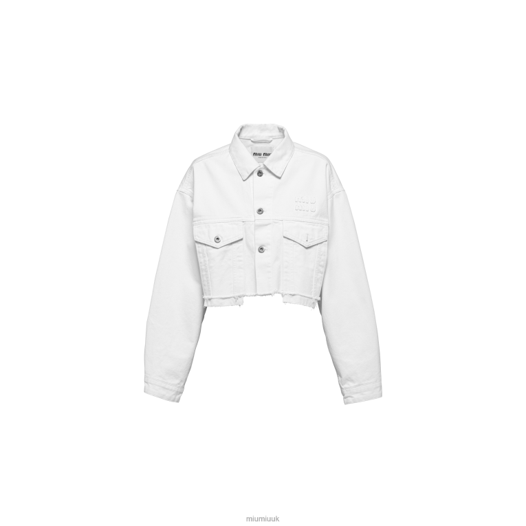 Ready To Wear Denim Blouson Jacket Miu Miu XH28Z477 White