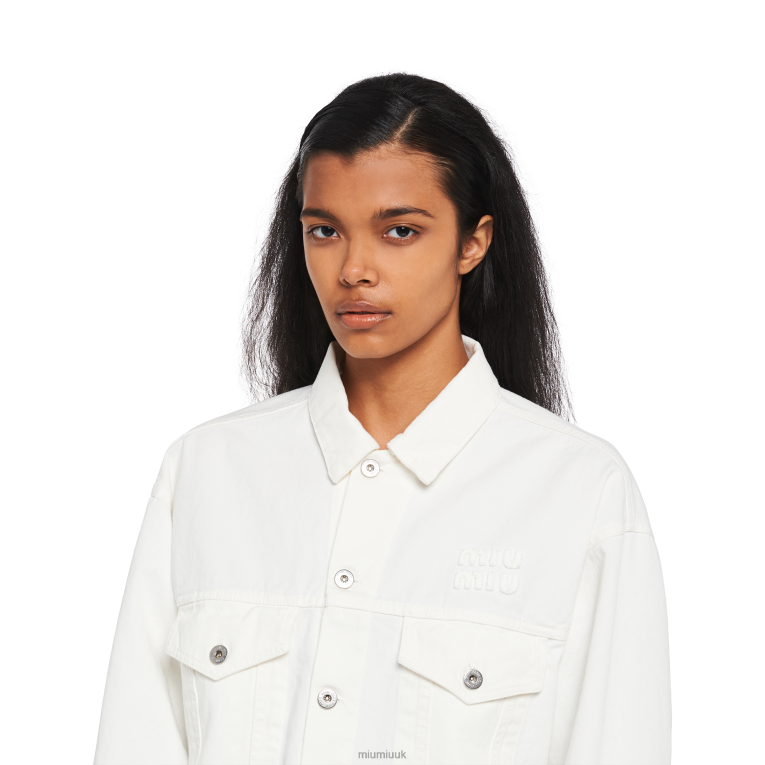 Ready To Wear Denim Blouson Jacket Miu Miu XH28Z477 White