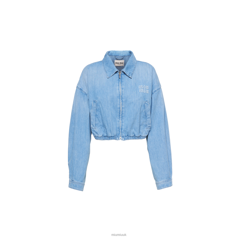 Ready To Wear Denim Blouson Jacket Miu Miu XH28Z478 Sapphire Blue