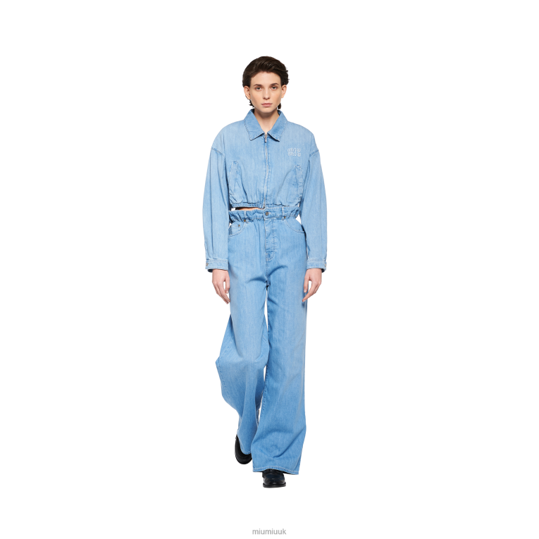 Ready To Wear Denim Blouson Jacket Miu Miu XH28Z478 Sapphire Blue