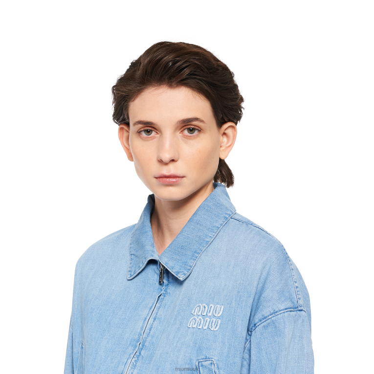 Ready To Wear Denim Blouson Jacket Miu Miu XH28Z478 Sapphire Blue