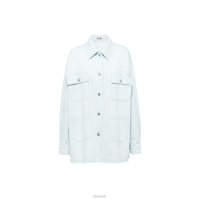 Ready To Wear Denim Blouson Jacket Miu Miu XH28Z482 Light Blue