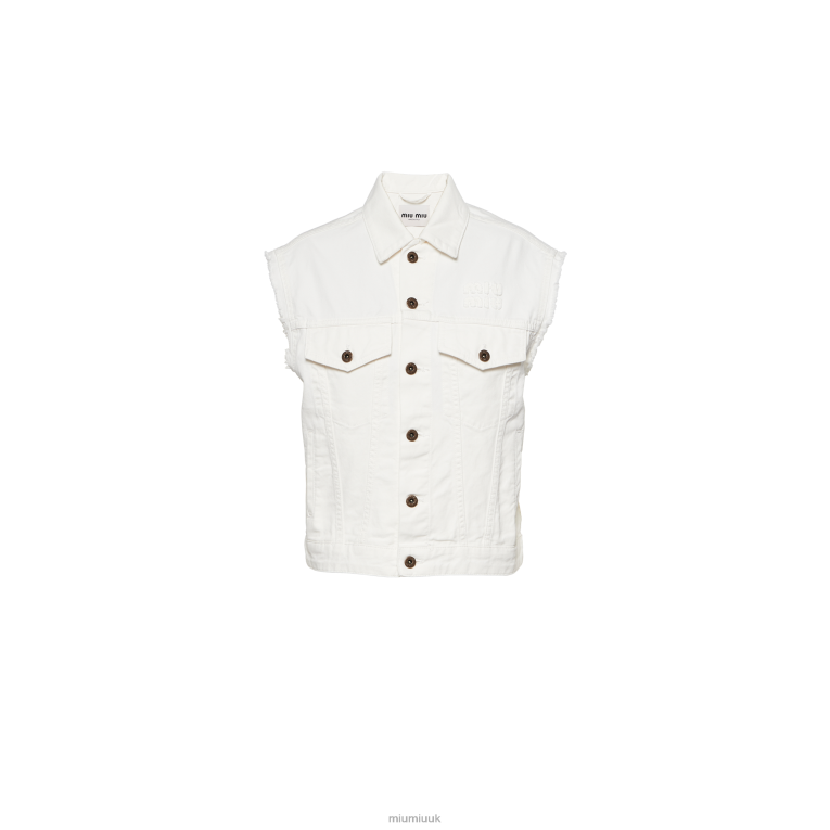 Ready To Wear Denim Blouson Jacket Miu Miu XH28Z483 White