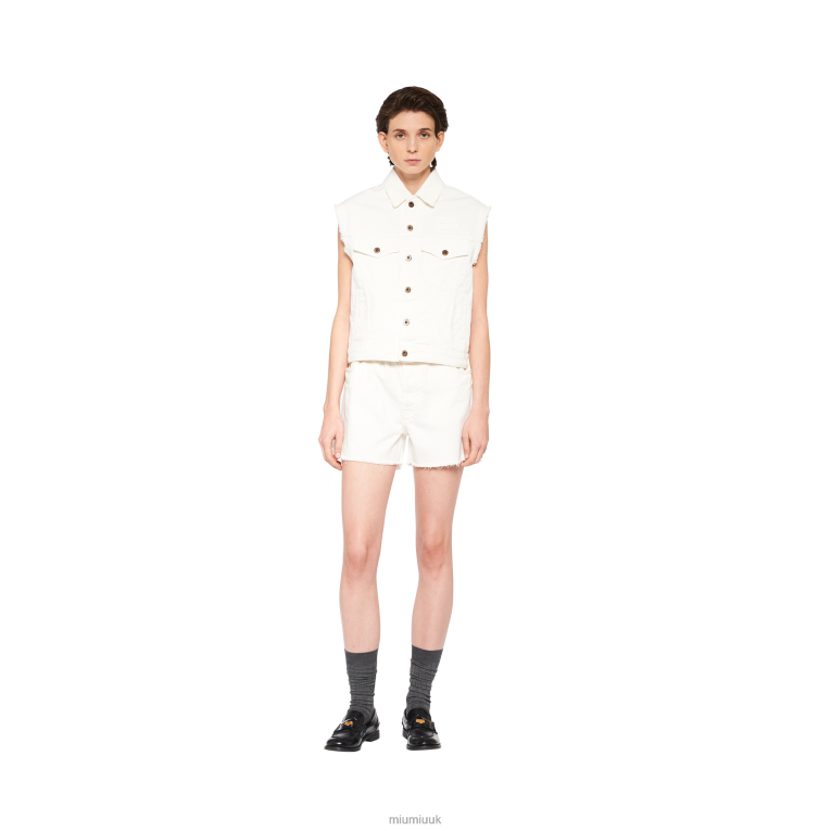 Ready To Wear Denim Blouson Jacket Miu Miu XH28Z483 White