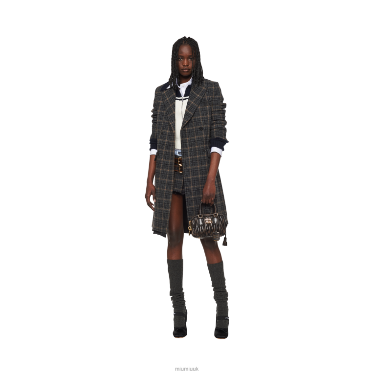 Ready To Wear Double-breasted Plaid Coat Miu Miu XH28Z513 Ebony