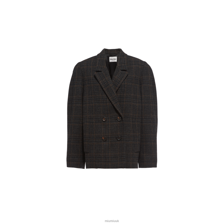 Ready To Wear Double-breasted Plaid Jacket Miu Miu XH28Z506 Ebony