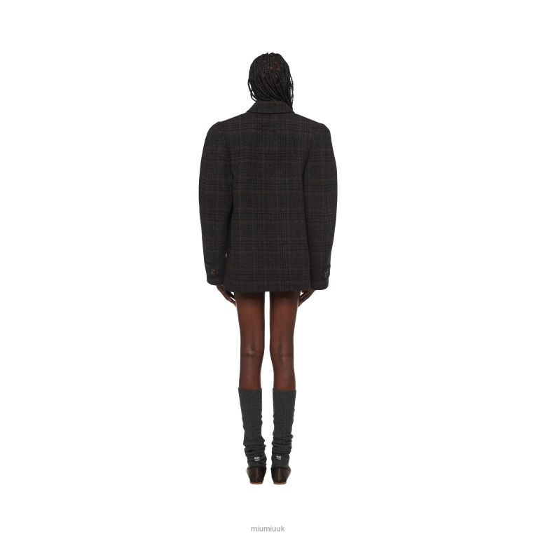 Ready To Wear Double-breasted Plaid Jacket Miu Miu XH28Z506 Ebony