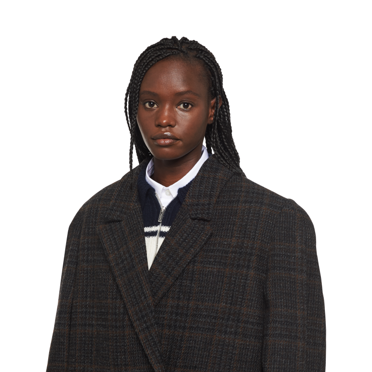 Ready To Wear Double-breasted Plaid Jacket Miu Miu XH28Z506 Ebony