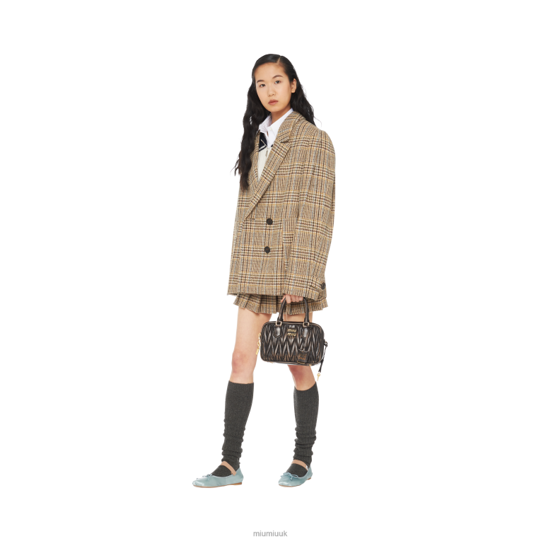 Ready To Wear Double-breasted Plaid Jacket Miu Miu XH28Z507 Cocoa Brown