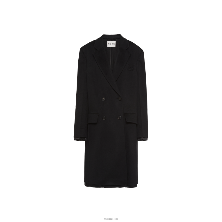 Ready To Wear Double-breasted Velour Coat Miu Miu XH28Z466 Black