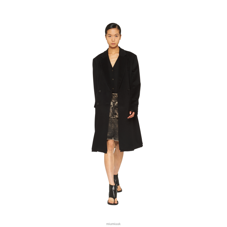 Ready To Wear Double-breasted Velour Coat Miu Miu XH28Z466 Black