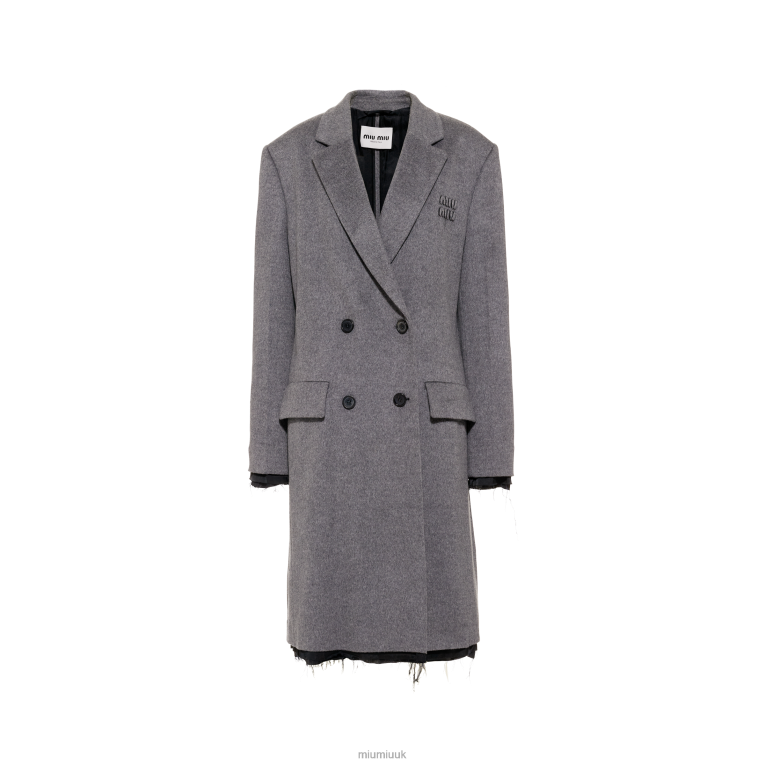 Ready To Wear Double-breasted Velour Coat Miu Miu XH28Z467 Grey