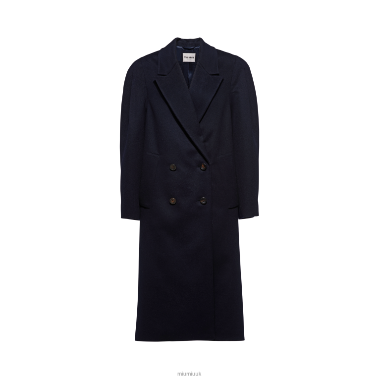 Ready To Wear Double-breasted Velour Coat Miu Miu XH28Z511 Navy