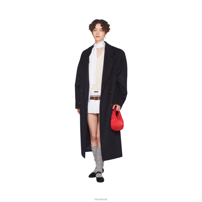 Ready To Wear Double-breasted Velour Coat Miu Miu XH28Z511 Navy