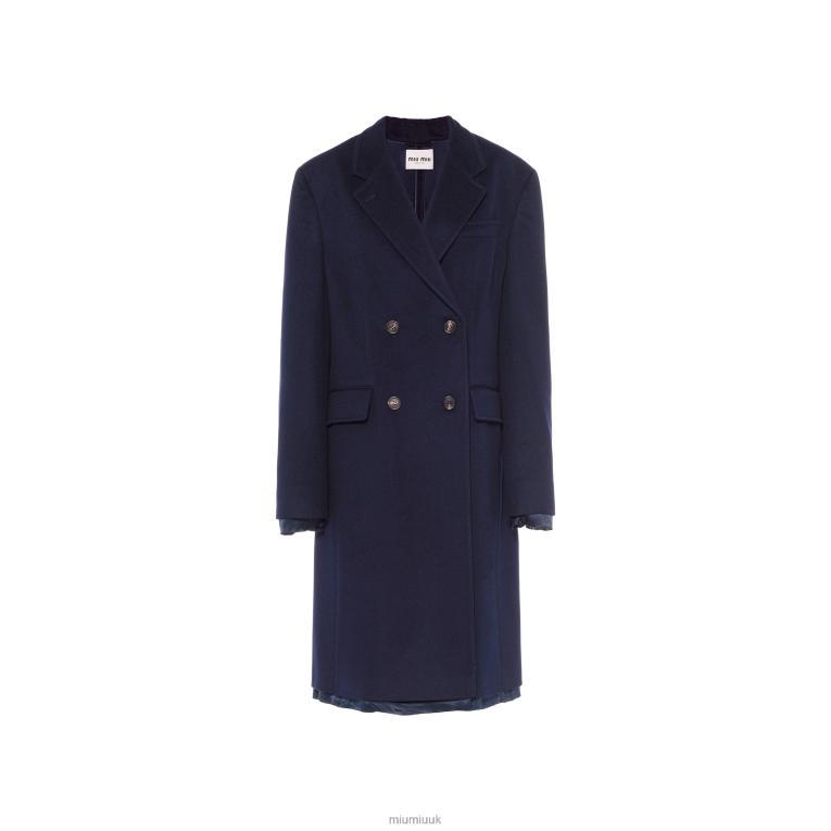 Ready To Wear Double-breasted Velour Coat Miu Miu XH28Z553 Navy