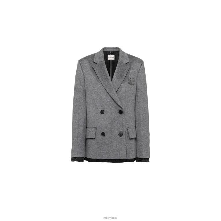 Ready To Wear Double-breasted Velour Jacket Miu Miu XH28Z460 Grey