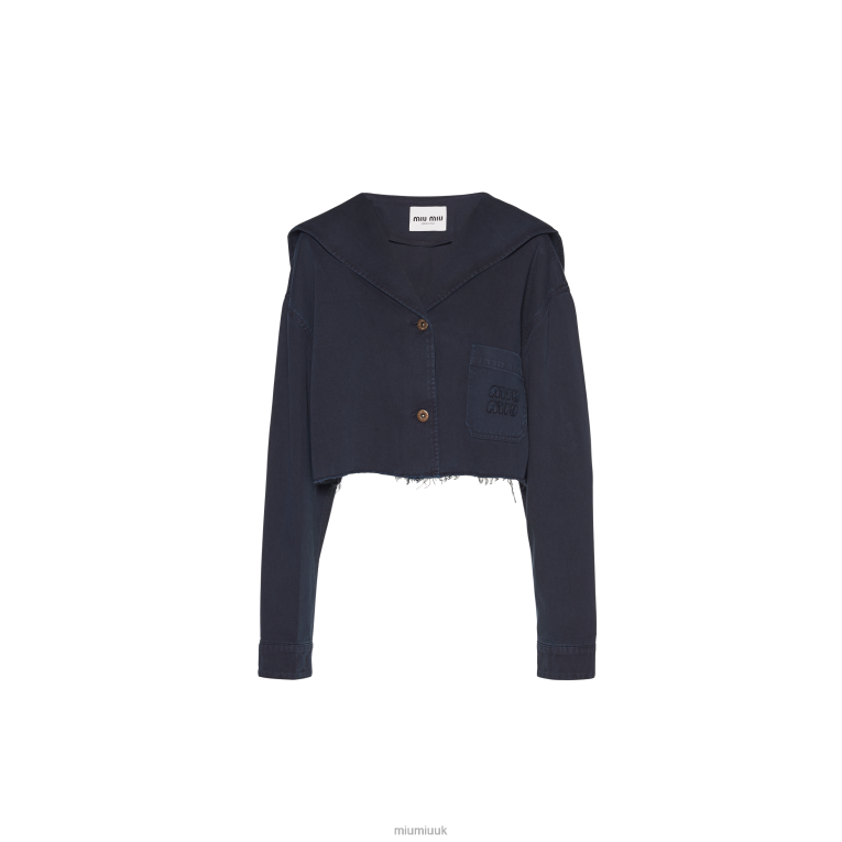 Ready To Wear Drill Blouson Jacket Miu Miu XH28Z486 Navy