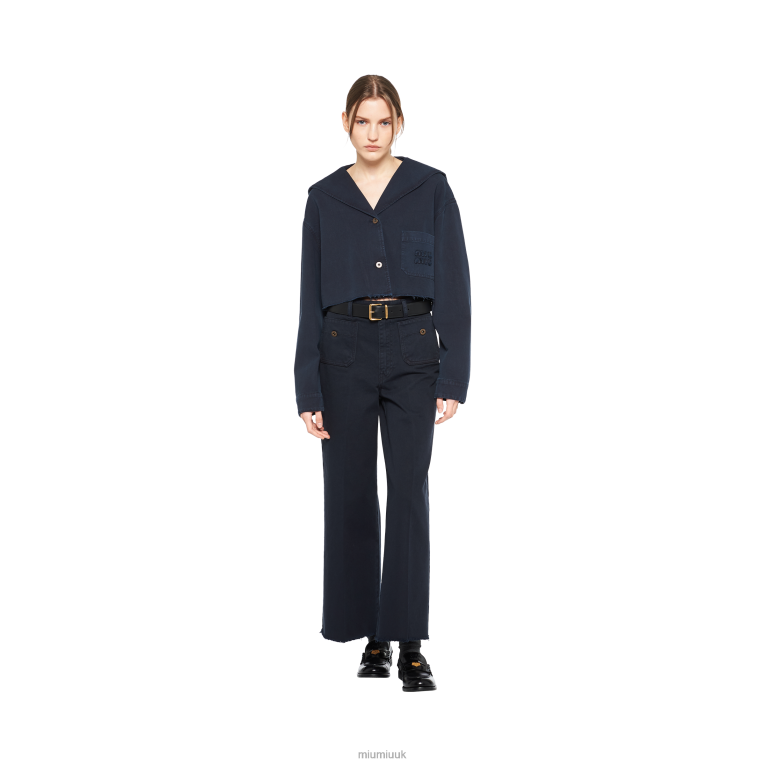 Ready To Wear Drill Blouson Jacket Miu Miu XH28Z486 Navy