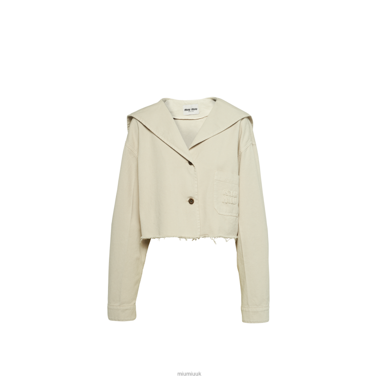 Ready To Wear Drill Blouson Jacket Miu Miu XH28Z487 Chalk White