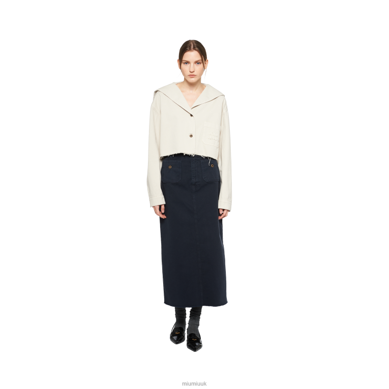 Ready To Wear Drill Blouson Jacket Miu Miu XH28Z487 Chalk White