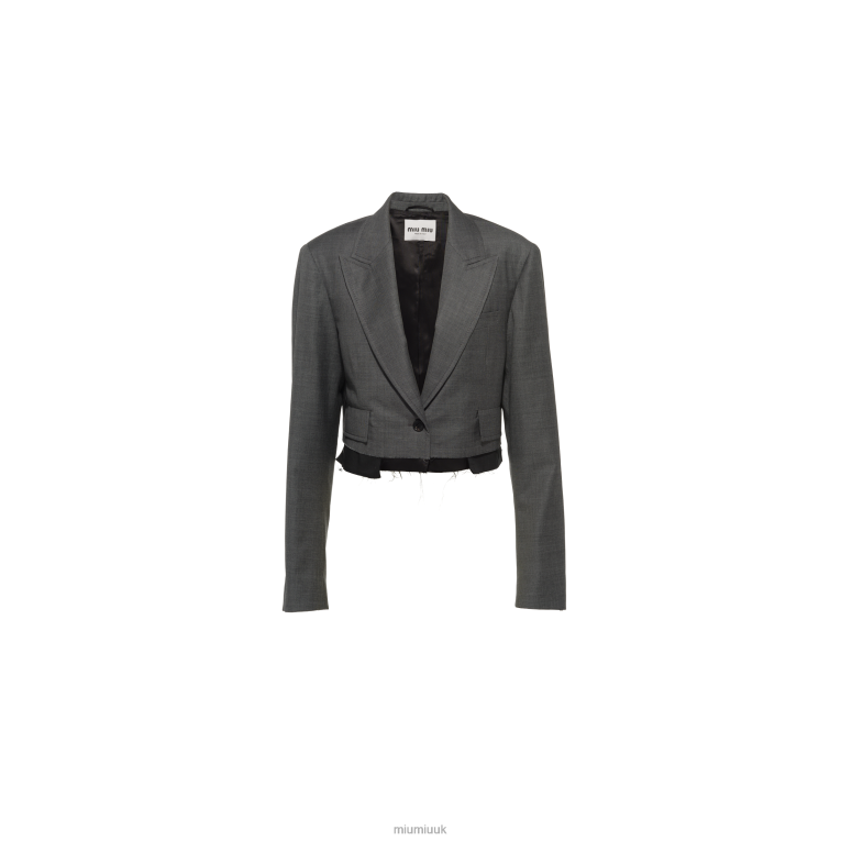 Ready To Wear Grisaille Single-breasted Jacket Miu Miu XH28Z491 Slate Gray