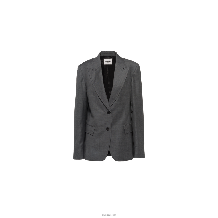 Ready To Wear Grisaille Single-breasted Jacket Miu Miu XH28Z502 Slate Gray