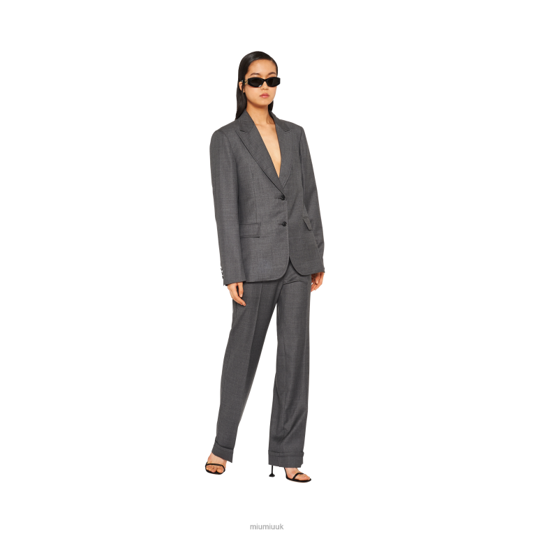 Ready To Wear Grisaille Single-breasted Jacket Miu Miu XH28Z502 Slate Gray