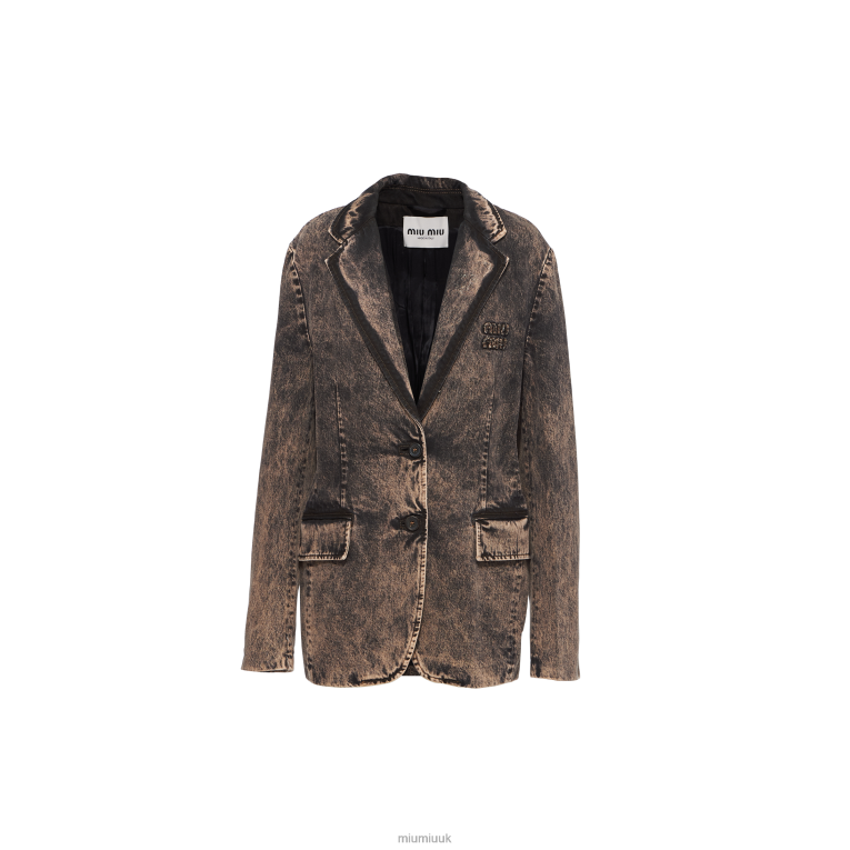 Ready To Wear Marbleized Denim Jacket Miu Miu XH28Z457 Black