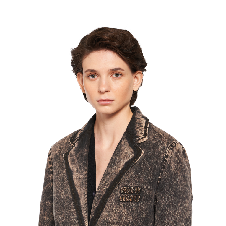 Ready To Wear Marbleized Denim Jacket Miu Miu XH28Z457 Black