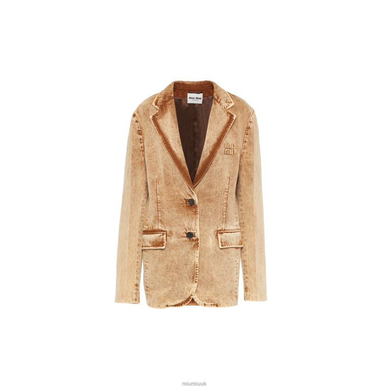 Ready To Wear Marbleized Denim Jacket Miu Miu XH28Z458 Cognac