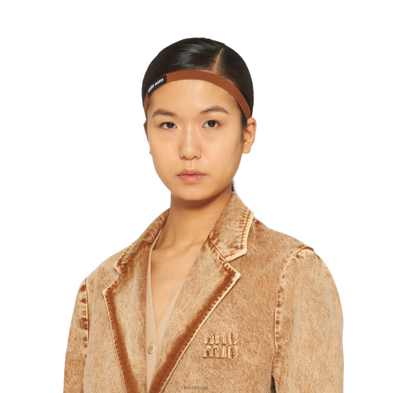 Ready To Wear Marbleized Denim Jacket Miu Miu XH28Z458 Cognac