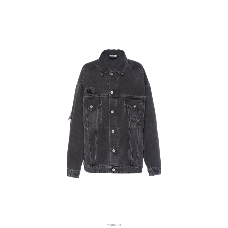 Ready To Wear Oversized Denim Blouson Jacket Miu Miu XH28Z554 Black