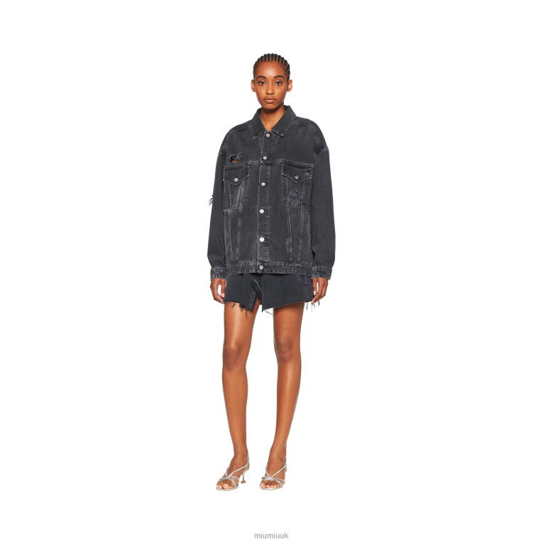 Ready To Wear Oversized Denim Blouson Jacket Miu Miu XH28Z554 Black