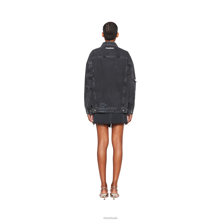 Ready To Wear Oversized Denim Blouson Jacket Miu Miu XH28Z554 Black
