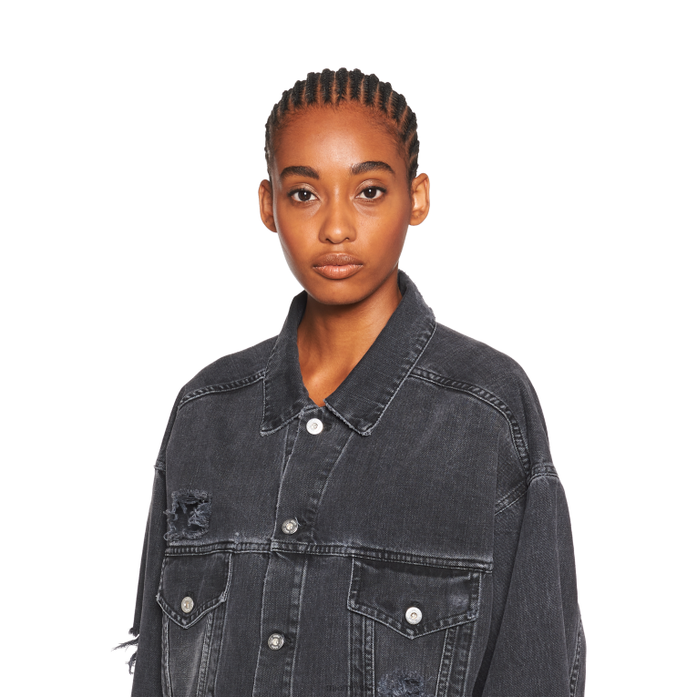 Ready To Wear Oversized Denim Blouson Jacket Miu Miu XH28Z554 Black