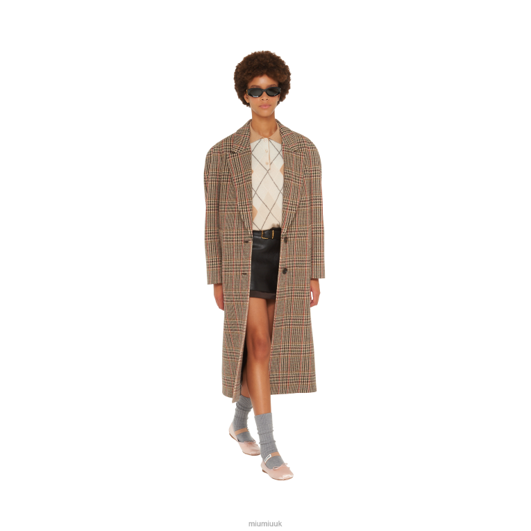 Ready To Wear Oversized Plaid Coat Miu Miu XH28Z510 Rust