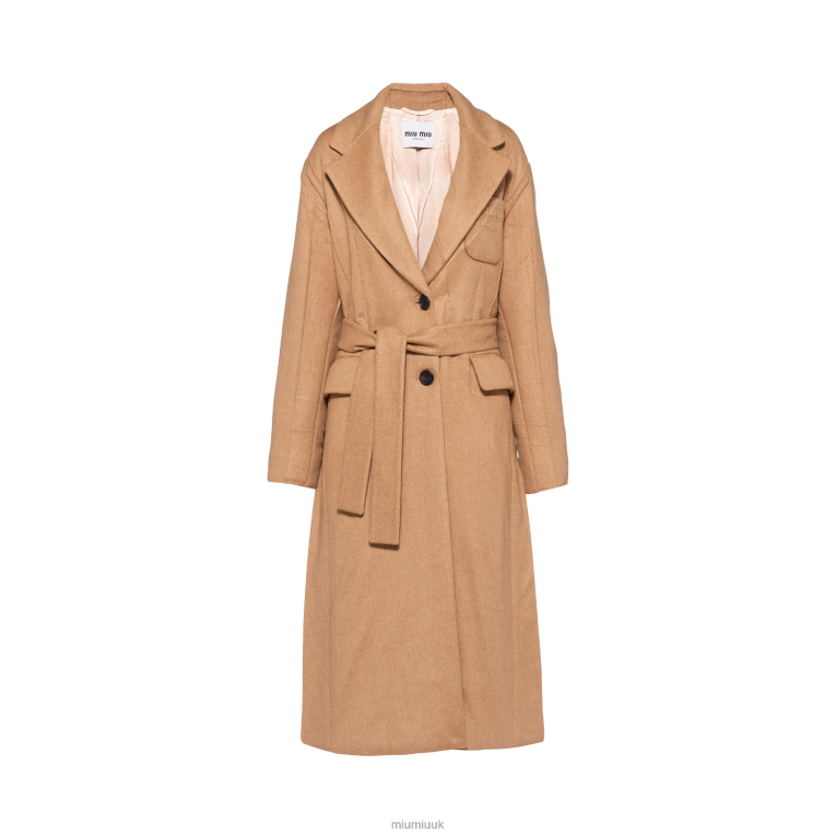 Ready To Wear Padded Camel Velour Coat Miu Miu XH28Z540 Camel Brown