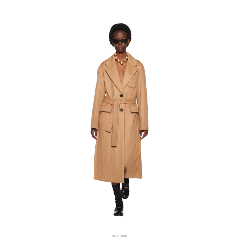 Ready To Wear Padded Camel Velour Coat Miu Miu XH28Z540 Camel Brown